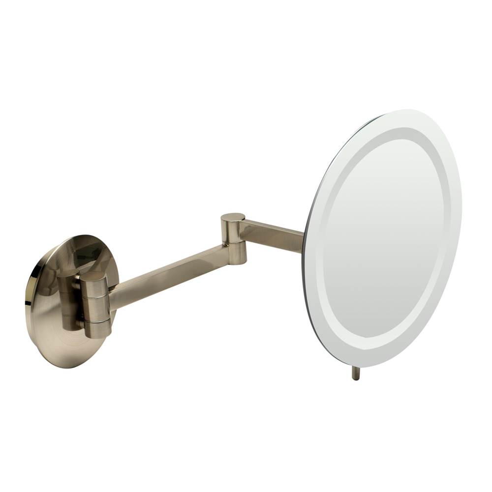Alfi Trade ALFI brand  Brushed Nickel Wall Mount Round 9'' 5x Magnifying Cosmetic Mirror with Light