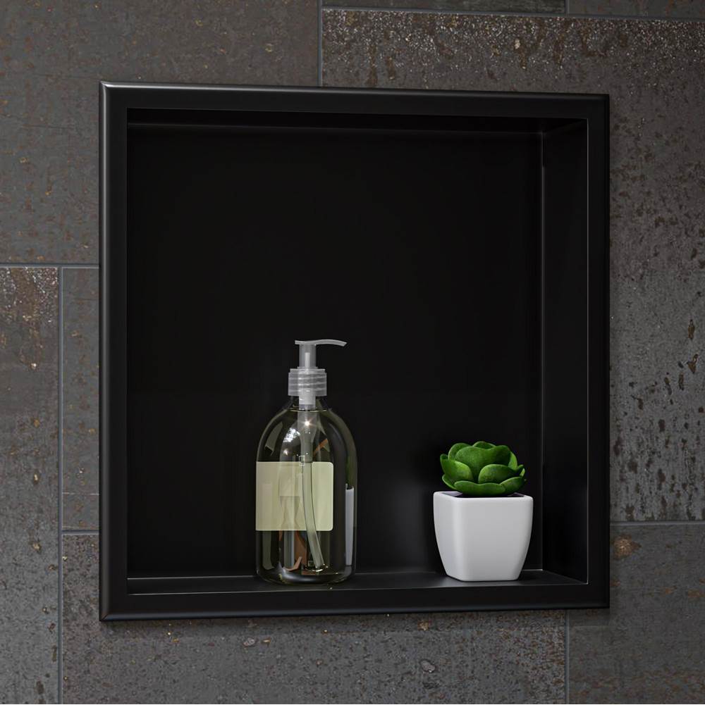 Alfi Trade 16'' x 16'' Brushed Black PVD Steel Square Single Shelf Shower Niche