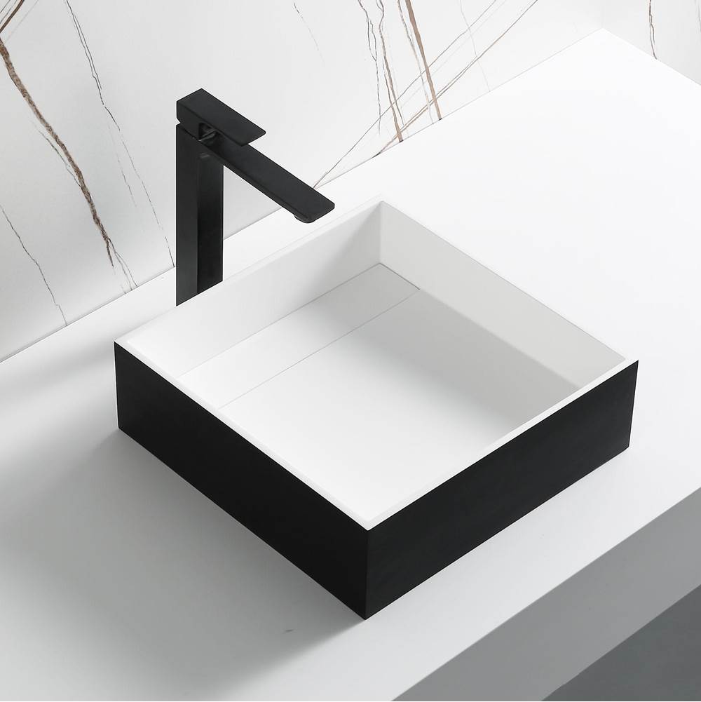 Alfi Trade Black Matte 14'' Square Solid Surface Resin Sink