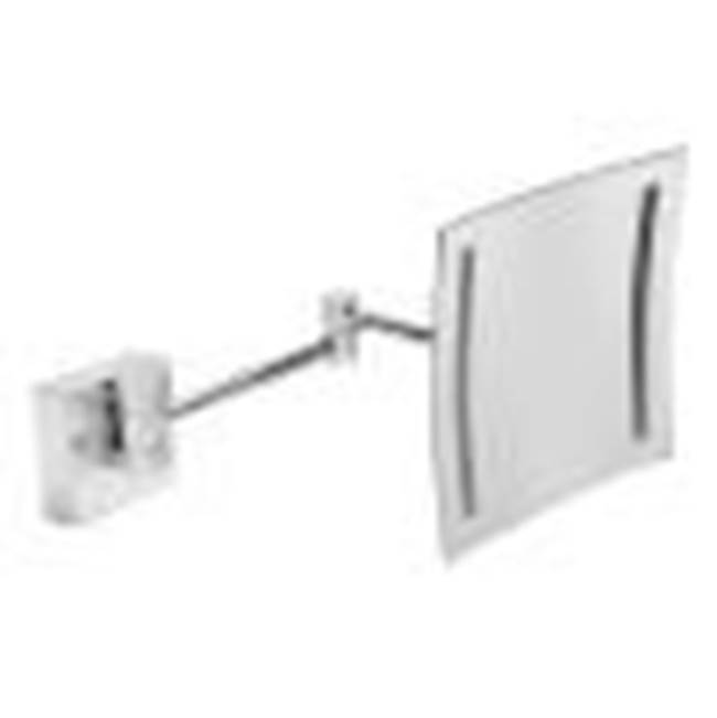 Alfi Trade ALFI brand  Polished Chrome Wall Mount Square 8'' 5x Magnifying Cosmetic Mirror with Light