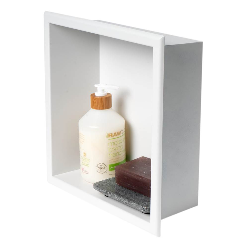 Alfi Trade 12'' x 12'' White Matte Stainless Steel Square Single Shelf Bath Shower Niche