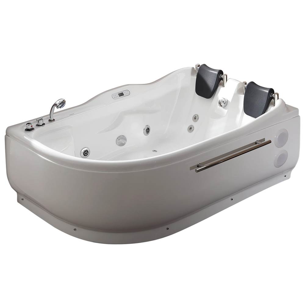 Alfi Trade EAGO 1 6 ft Right Drain Corner Acrylic White Whirlpool Bathtub for Two