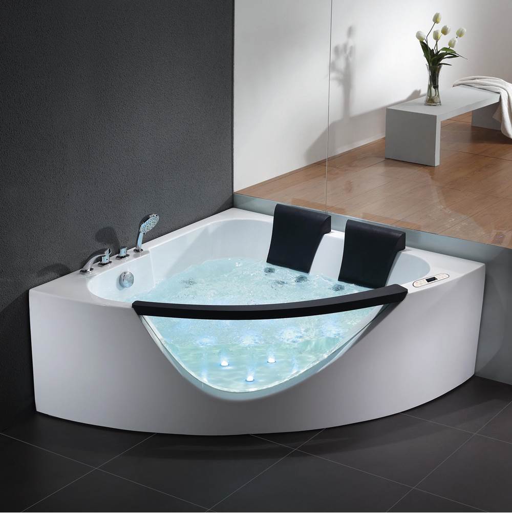 Alfi Trade EAGO 1 5ft Clear Rounded Corner Acrylic Whirlpool Bathtub for Two