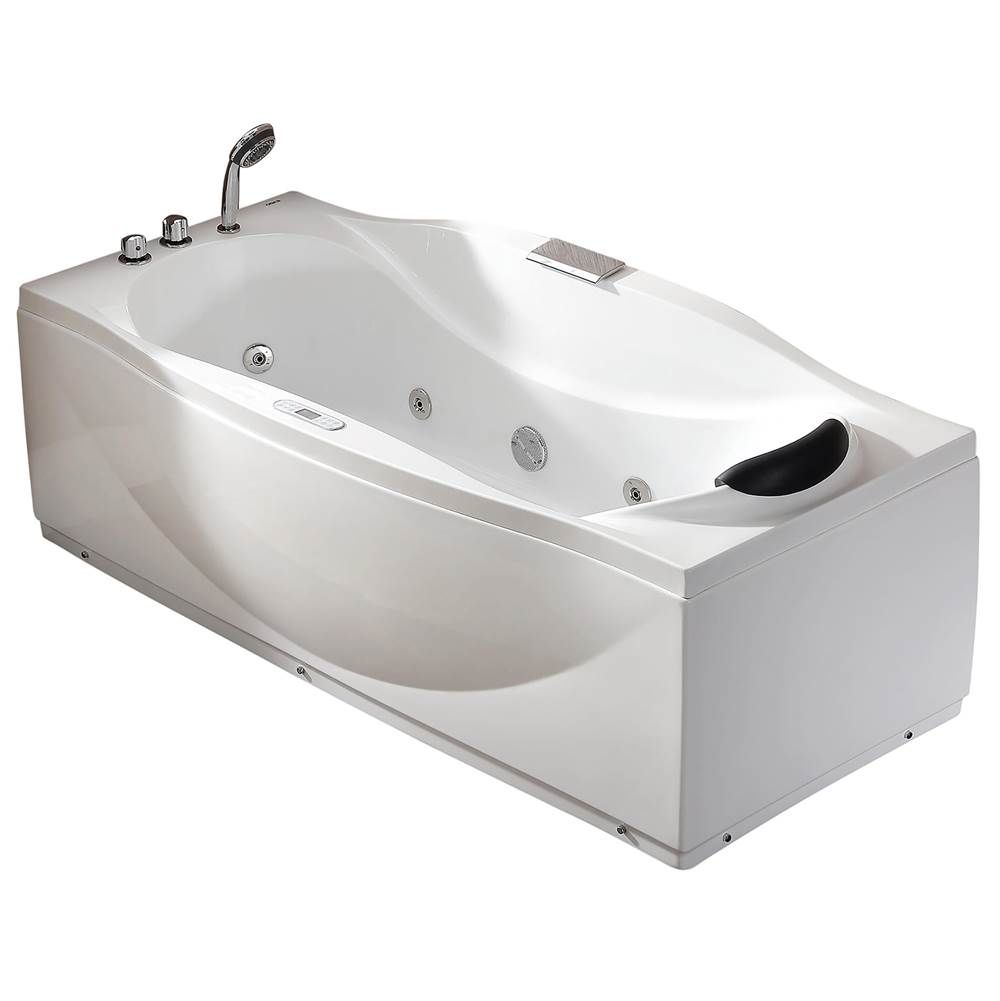 Alfi Trade EAGO 1 6 ft Right Drain Acrylic White Whirlpool Bathtub w Fixtures