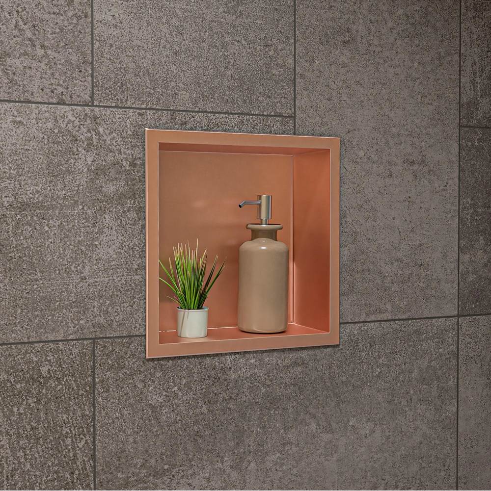 Alfi Trade 12'' x 12'' Brushed Copper PVD Stainless Steel Square Single Shelf Shower Niche