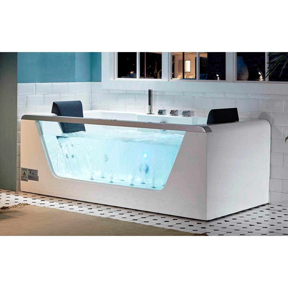 Alfi Trade EAGO 1 6 ft Clear Rectangular Acrylic Whirlpool Bathtub for Two