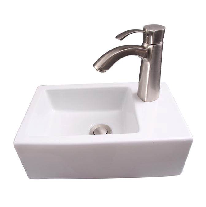 Barclay Avilla Rect Wall Hung 15''Faucet hole on Left, White