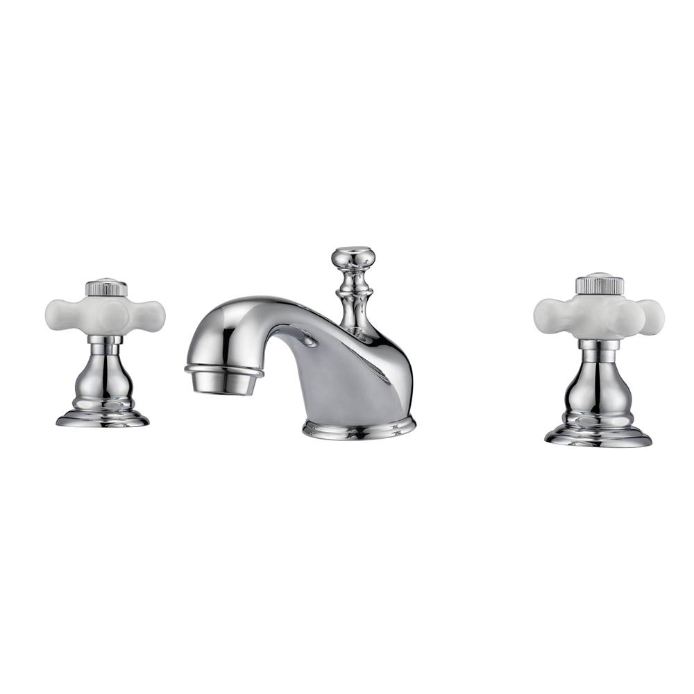 Barclay Marsala 8''cc Lav Faucet, withHoses,Porcelain Cross Hdls, CP