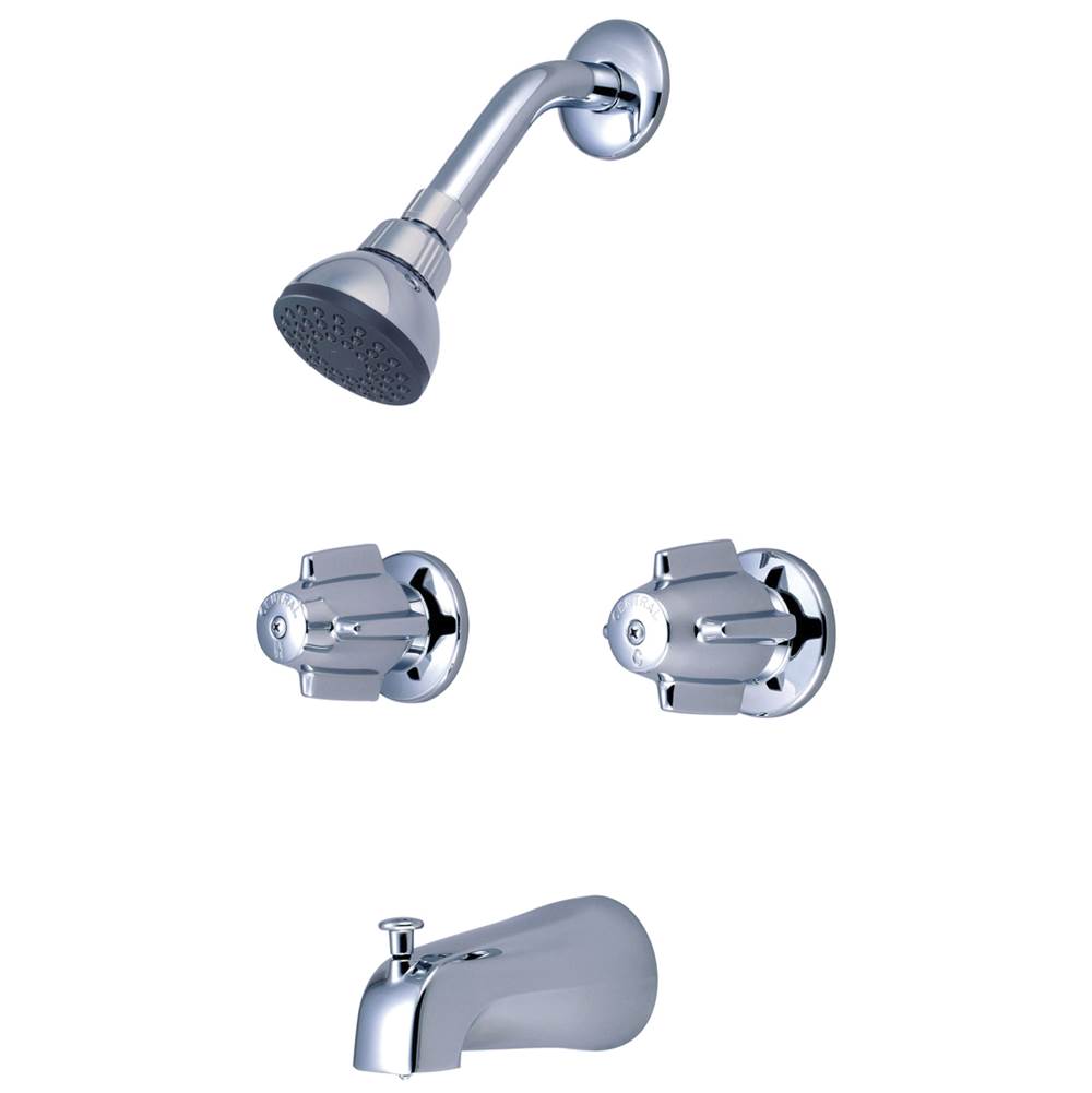 Central Brass TUB & SHOWER-2 CANOPY HDL 1/2'' COMBO UNION 8'' CNTRS SHWRHEAD COMBO DVR SPT-PC