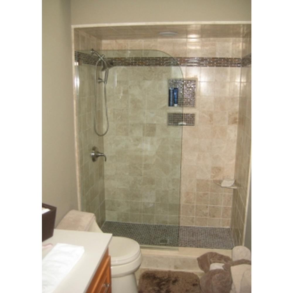 Century Bathworks GSP 100 Frameless 3/8'' Spray Panel with Radius Corner, Chrome Stationary Wall Clips