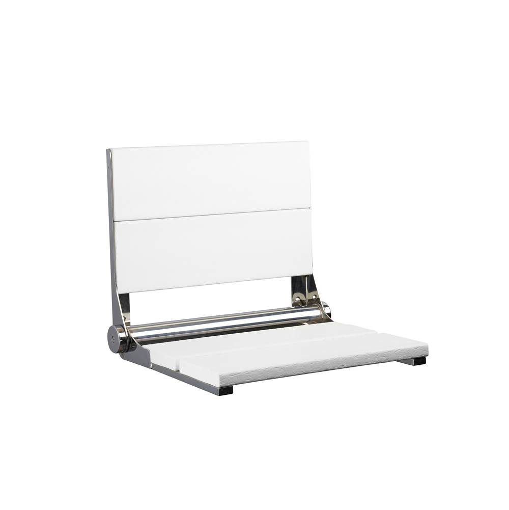 Health at Home 18'' White seat - Oil Rubbed Bronze frame, fold-up shower seat with mounting screws. Must secure