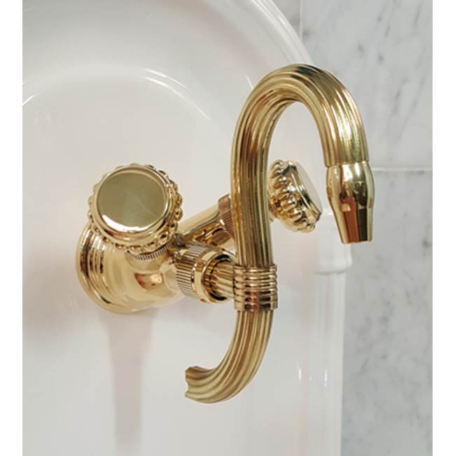 Herbeau ''Pompadour Verseuse'' Wall Mounted Mixer in Polished Brass