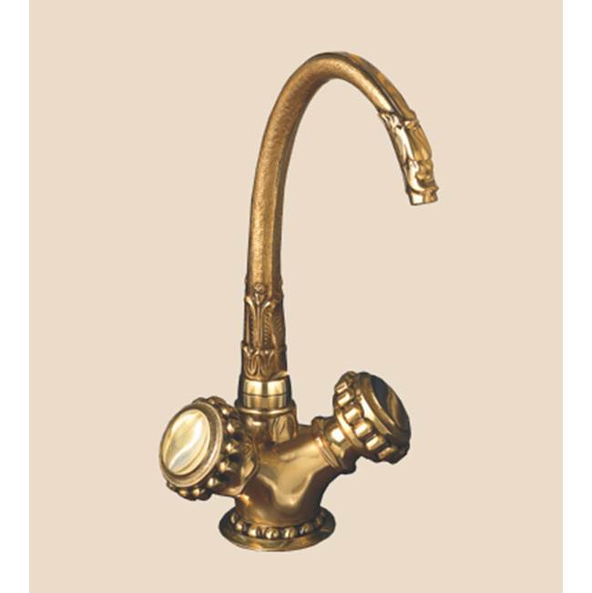 Herbeau ''Pompadour'' Single-Hole Lavatory Set with 1 1/4'' pop-up drain assembly in French Weathered Brass