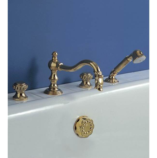 Herbeau ''Pompadour'' 3-Hole Deck Mounted Roman Tub Set in Polished Brass