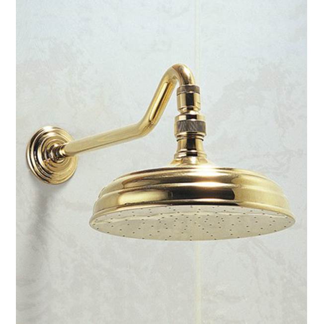 Herbeau ''Royale'' Adjustable Showerhead, Arm and Flange in Old Gold