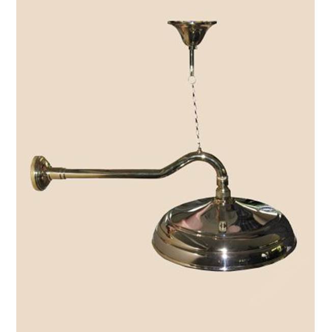 Herbeau ''Royale'' Wall Mounted Showerhead, Arm and Flange in Antique Lacquered Copper
