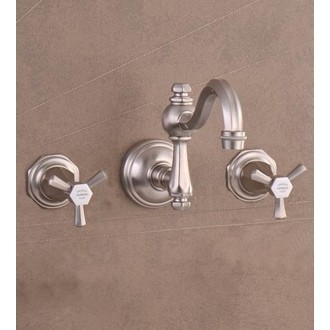 Herbeau ''Monarque'' Wall Mounted 3-Hole Set without Waste in Satin Nickel