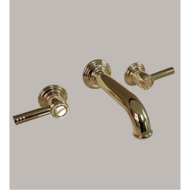 Herbeau ''Lille'' 3-Hole Wall Mounted Lavatory Mixer with Ceramic Cartridge in Old Gold