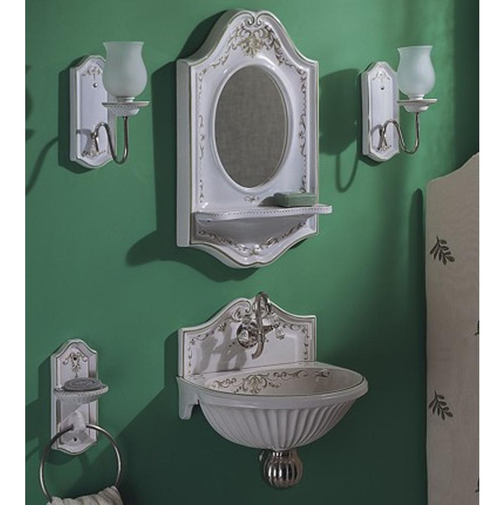 Herbeau ''Sophie'' Wall Mounted Earthenware Fountain Sink and Backsplash in White