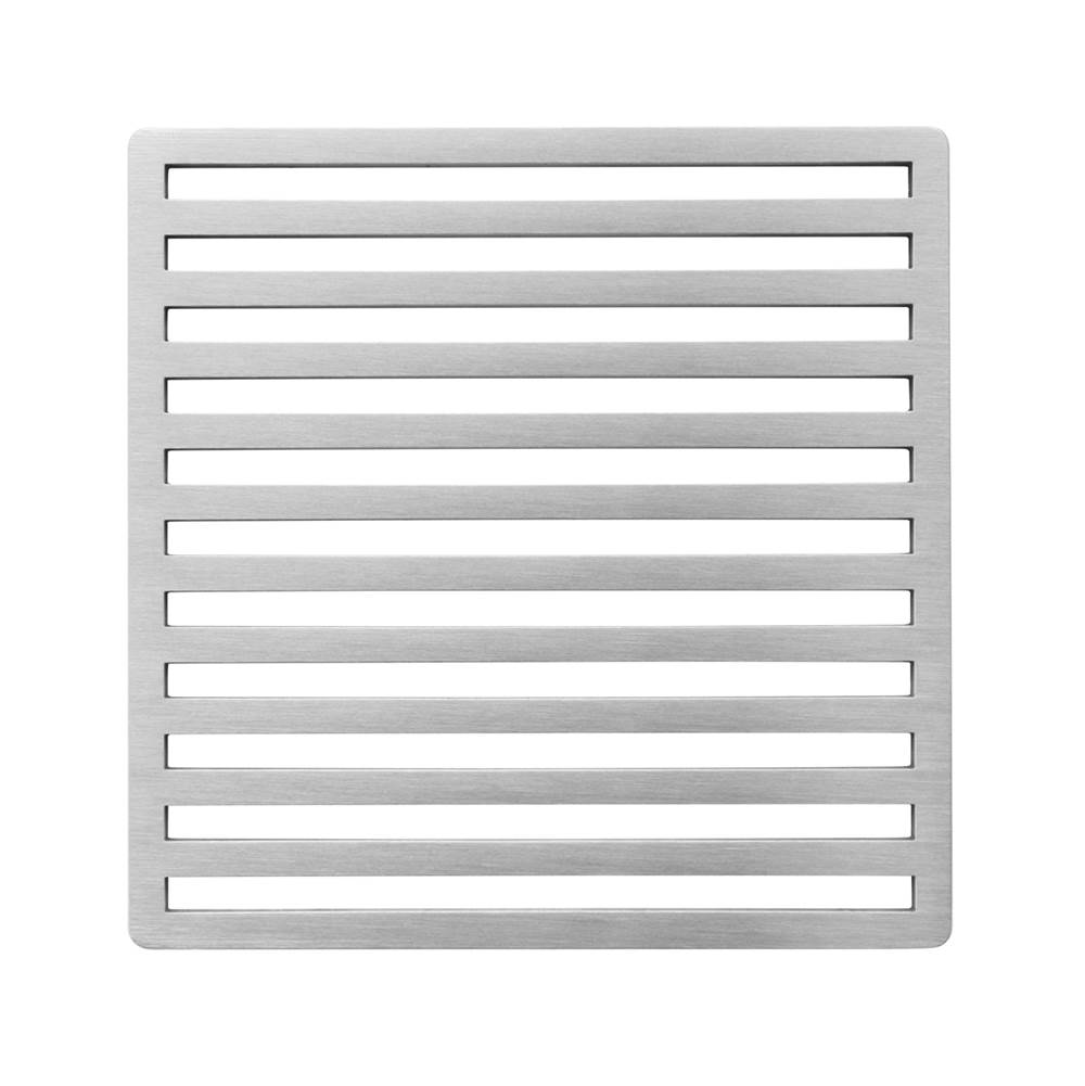Infinity Drain 4'' x 4'' Lines Pattern Decorative Plate for N 4, ND 4, NDB 4 in Satin Stainless