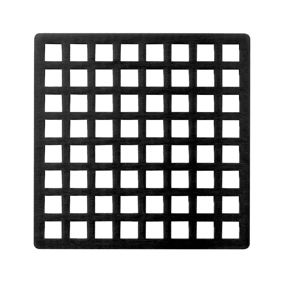 Infinity Drain 5'' x 5'' Squares Pattern Decorative Plate for Q 5, QD 5, QDB 5 in Matte Black