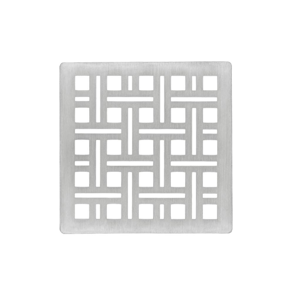 Infinity Drain 4'' x 4'' Weave Pattern Decorative Plate for V 4, VD 4, VDB 4 in Satin Stainless
