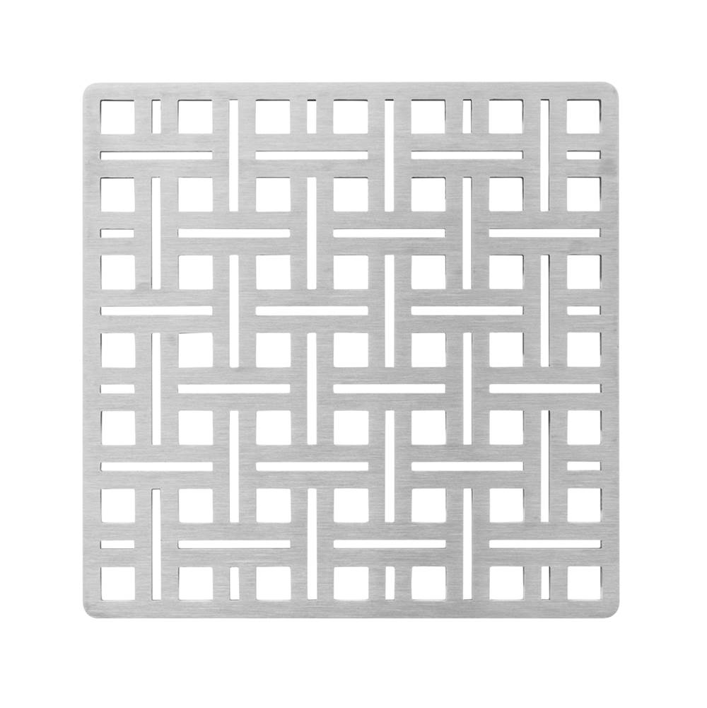 Infinity Drain 5'' x 5'' Weave Pattern Decorative Plate for V 5, VD 5, VDB 5 in Satin Stainless