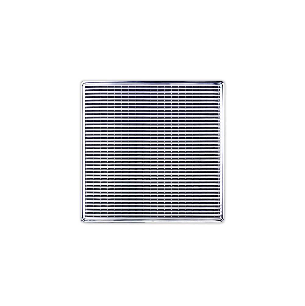 Infinity Drain 5'' x 5'' WD 5 High Flow Complete Kit with Wedge Wire Pattern Decorative Plate in Polished Stainless with PVC Drain Body, 3'' Outlet