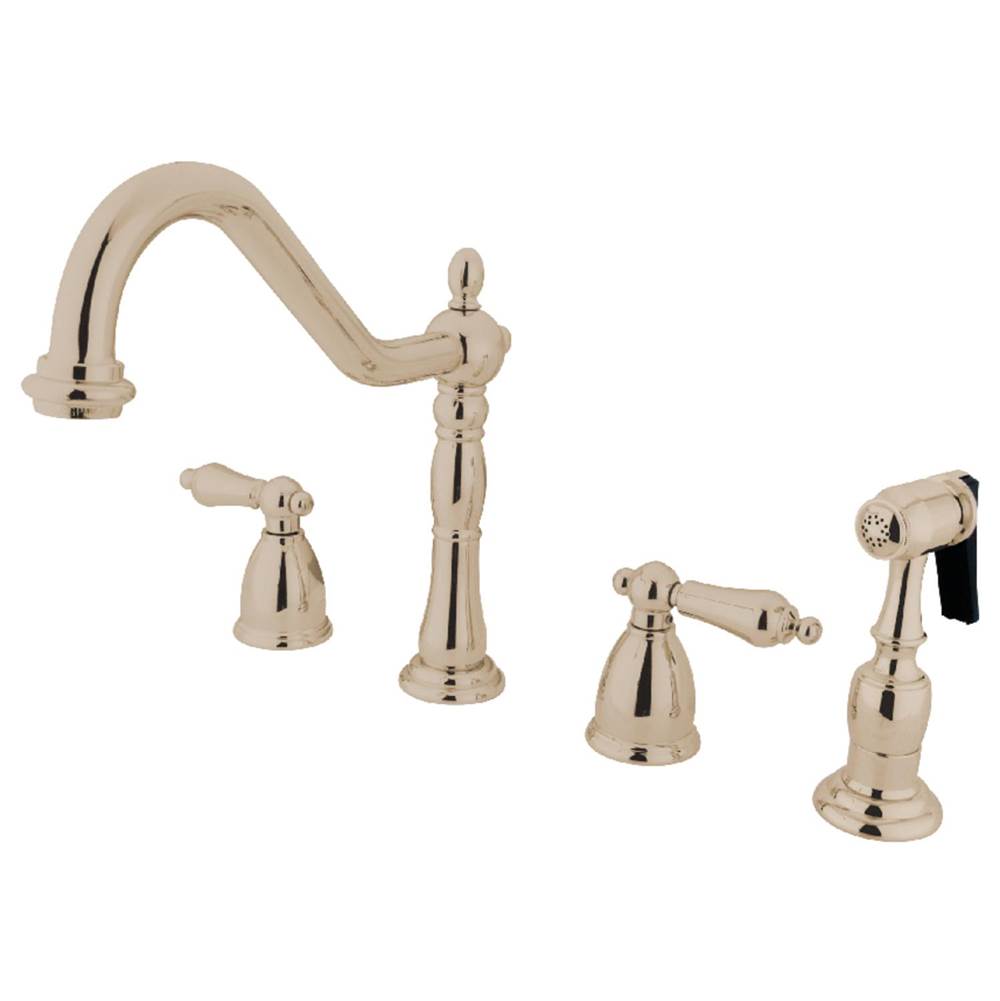 Kingston Brass Widespread Kitchen Faucet, Polished Nickel
