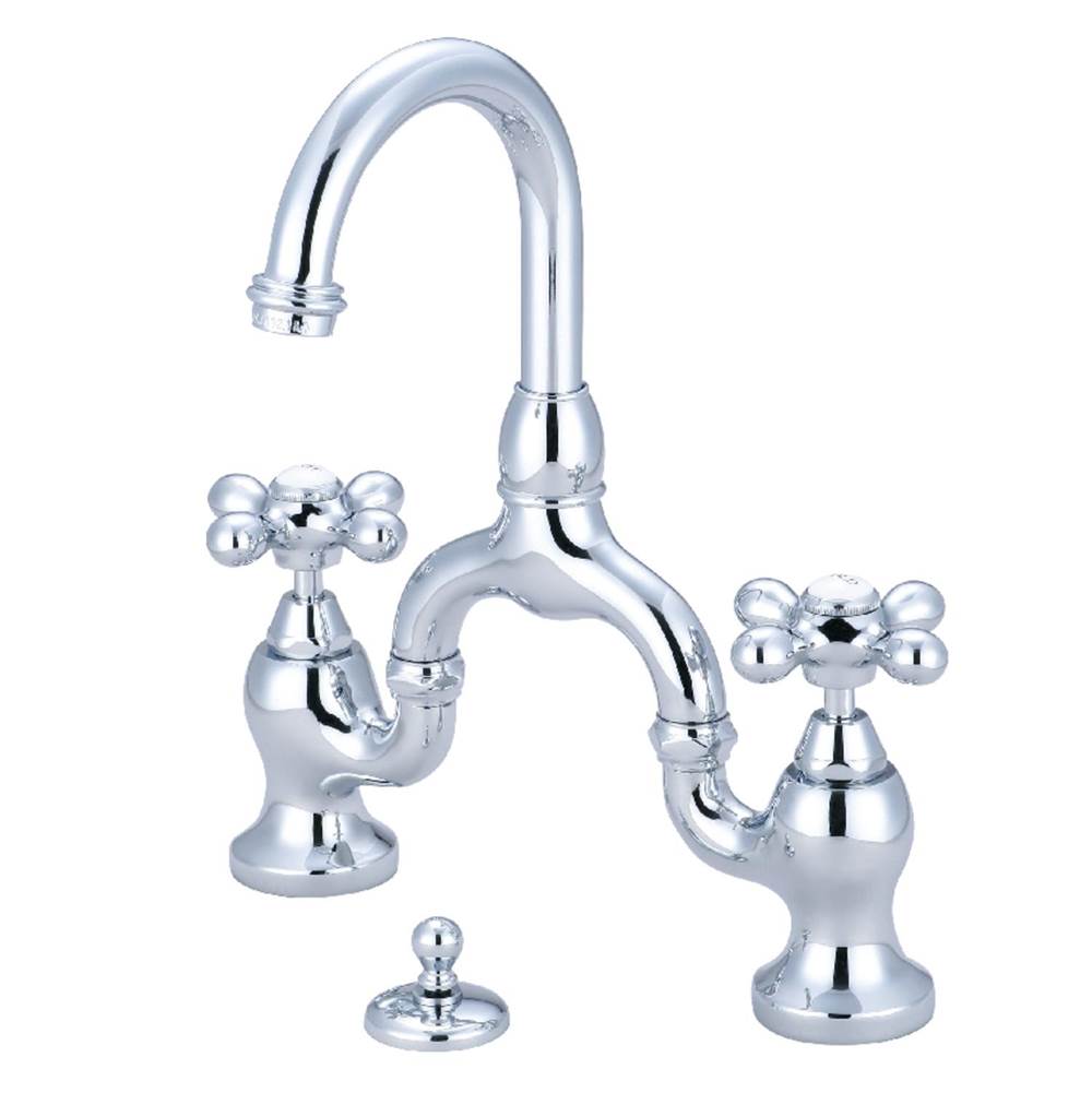 Kingston Brass English Country Bridge Bathroom Faucet with Brass Pop-Up, Polished Chrome