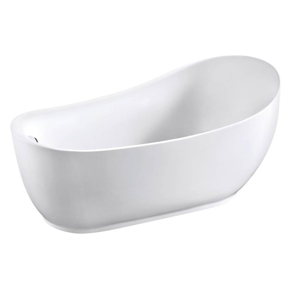 Kingston Brass Aqua Eden VTRS723432SA 70-Inch Acrylic Freestanding Tub with Drain, Glossy White