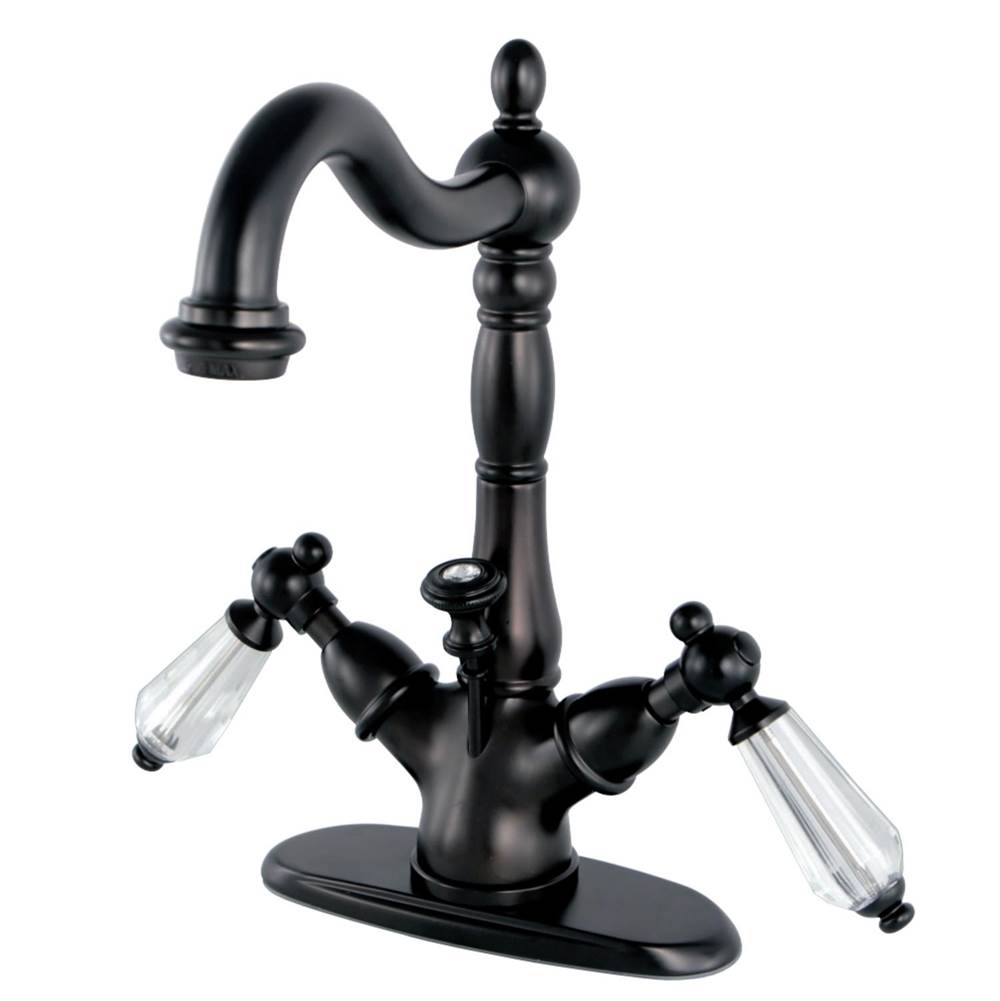 Kingston Brass Wilshire Two-Handle Bathroom Faucet with Brass Pop-Up and Cover Plate, Oil Rubbed Bronze