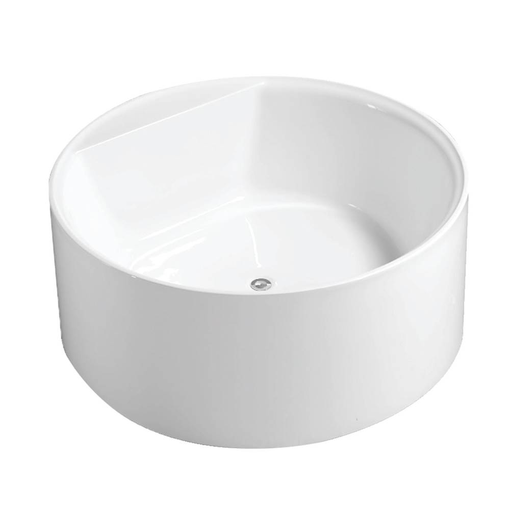 Kingston Brass Aqua Eden 53'' Round Acrylic Freestanding Tub with Drain, Glossy White