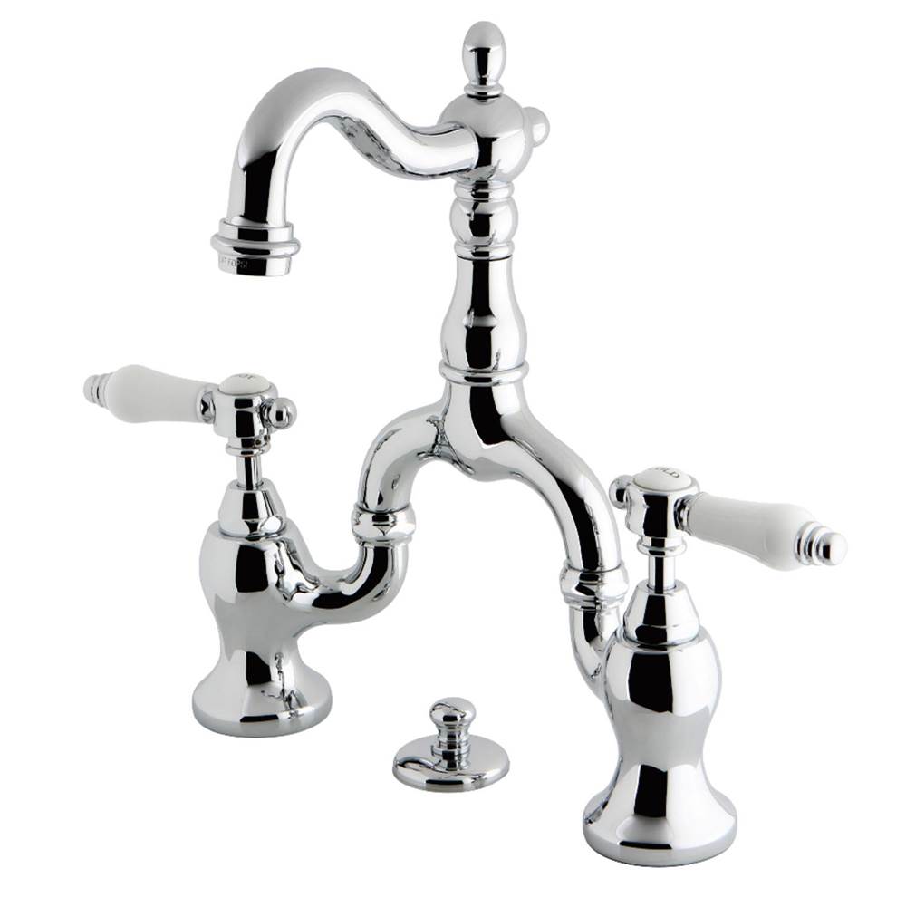 Kingston Brass Bel-Air Bridge Bathroom Faucet with Brass Pop-Up, Polished Chrome