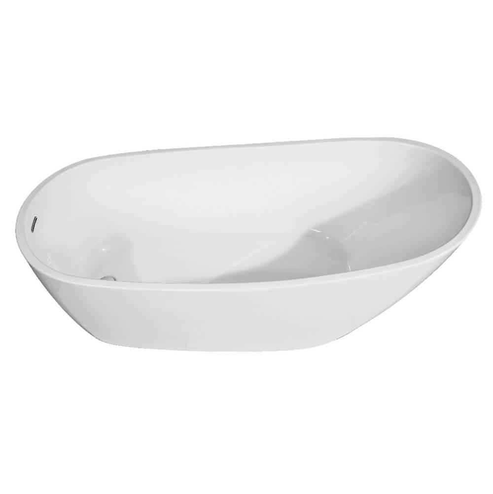 Kingston Brass Aqua Eden 63-Inch Acrylic Single Slipper Freestanding Tub with Drain, White