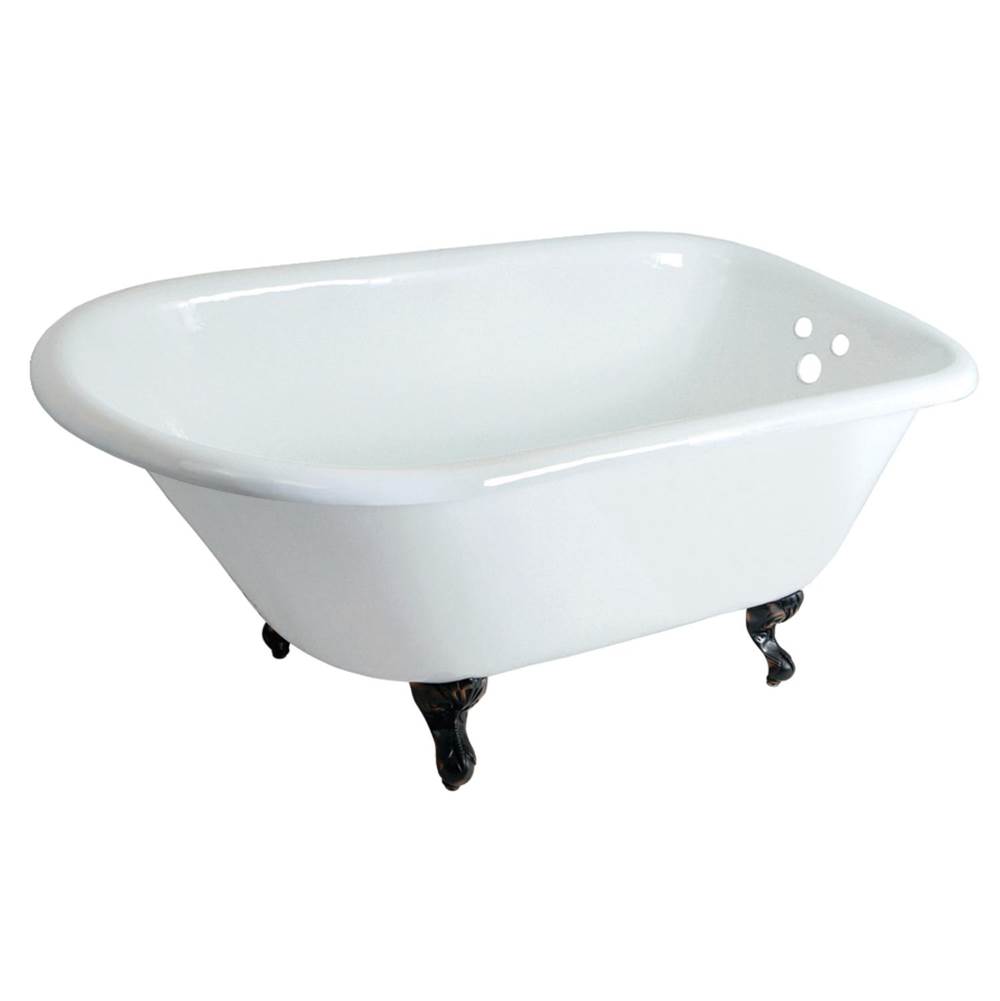 Kingston Brass Aqua Eden 48-Inch Cast Iron Roll Top Clawfoot Tub with 3-3/8 Inch Wall Drillings, White/Oil Rubbed Bronze