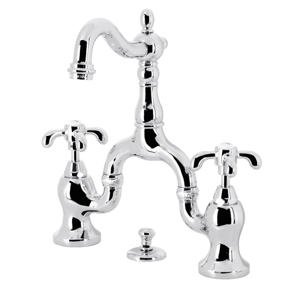 Kingston Brass Kingston Brass KS7971TX French Country Bridge Bathroom Faucet with Brass Pop-Up, Polished Chrome