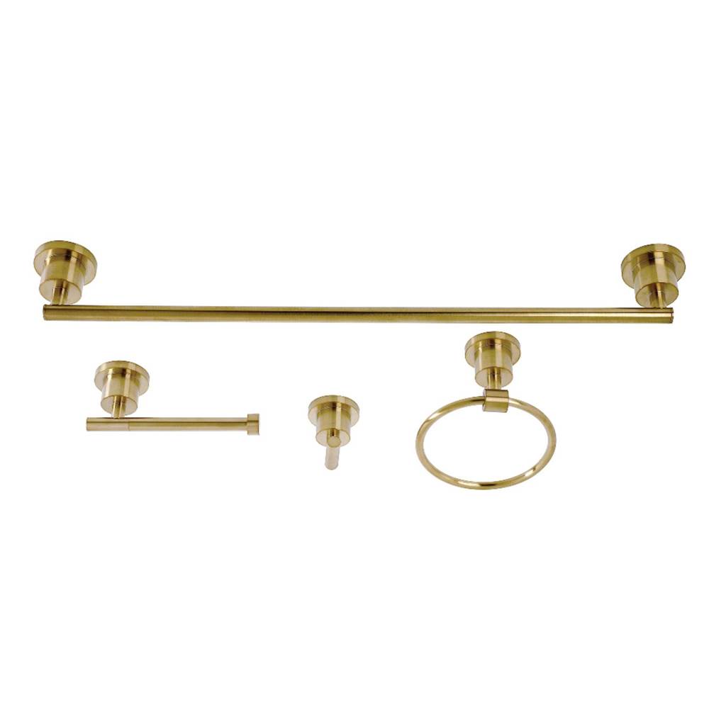 Kingston Brass Concord 4-Piece Bathroom Accessory Set, Brushed Brass