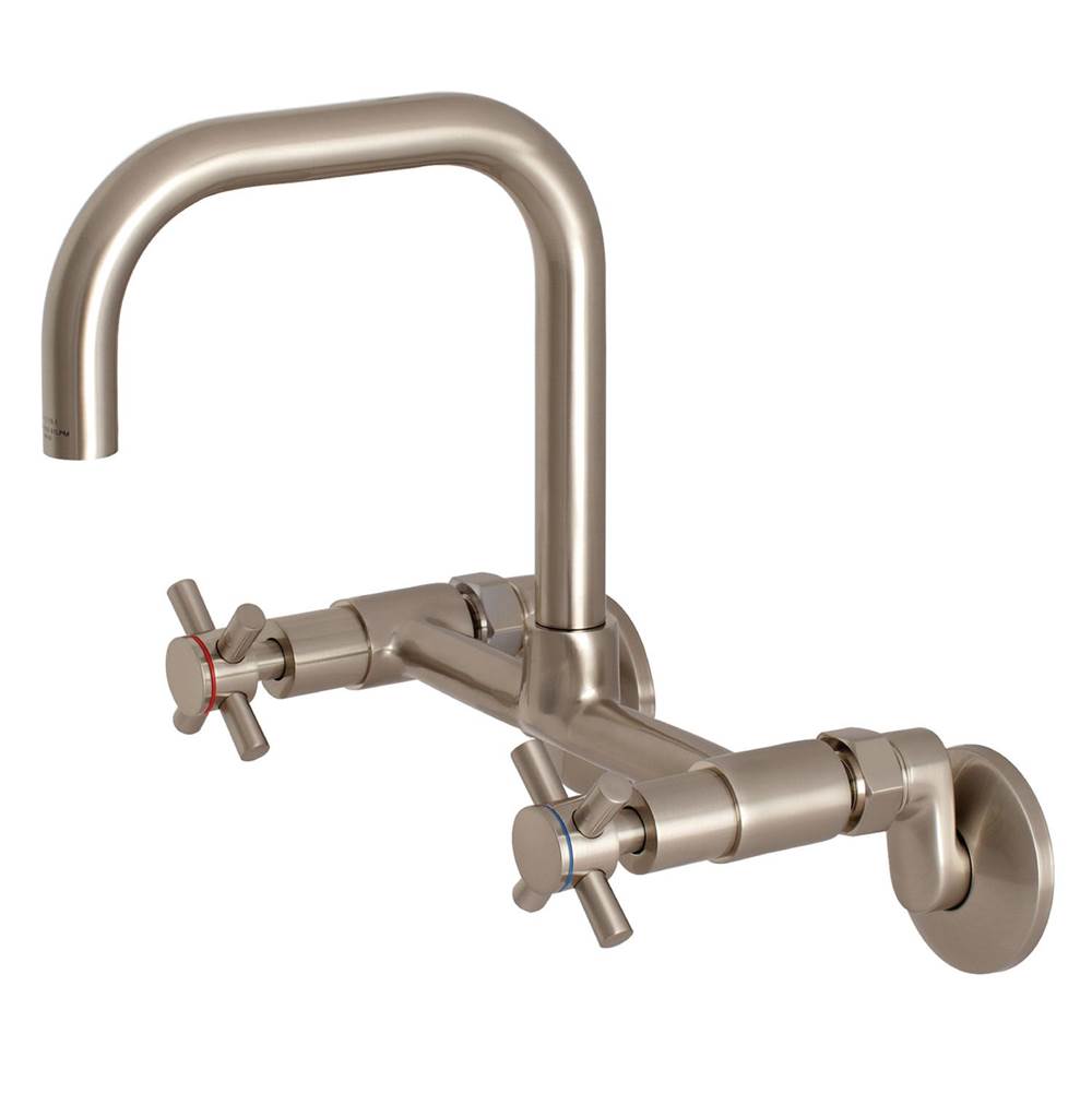 Kingston Brass Concord 8-Inch Adjustable Center Wall Mount Kitchen Faucet, Brushed Nickel