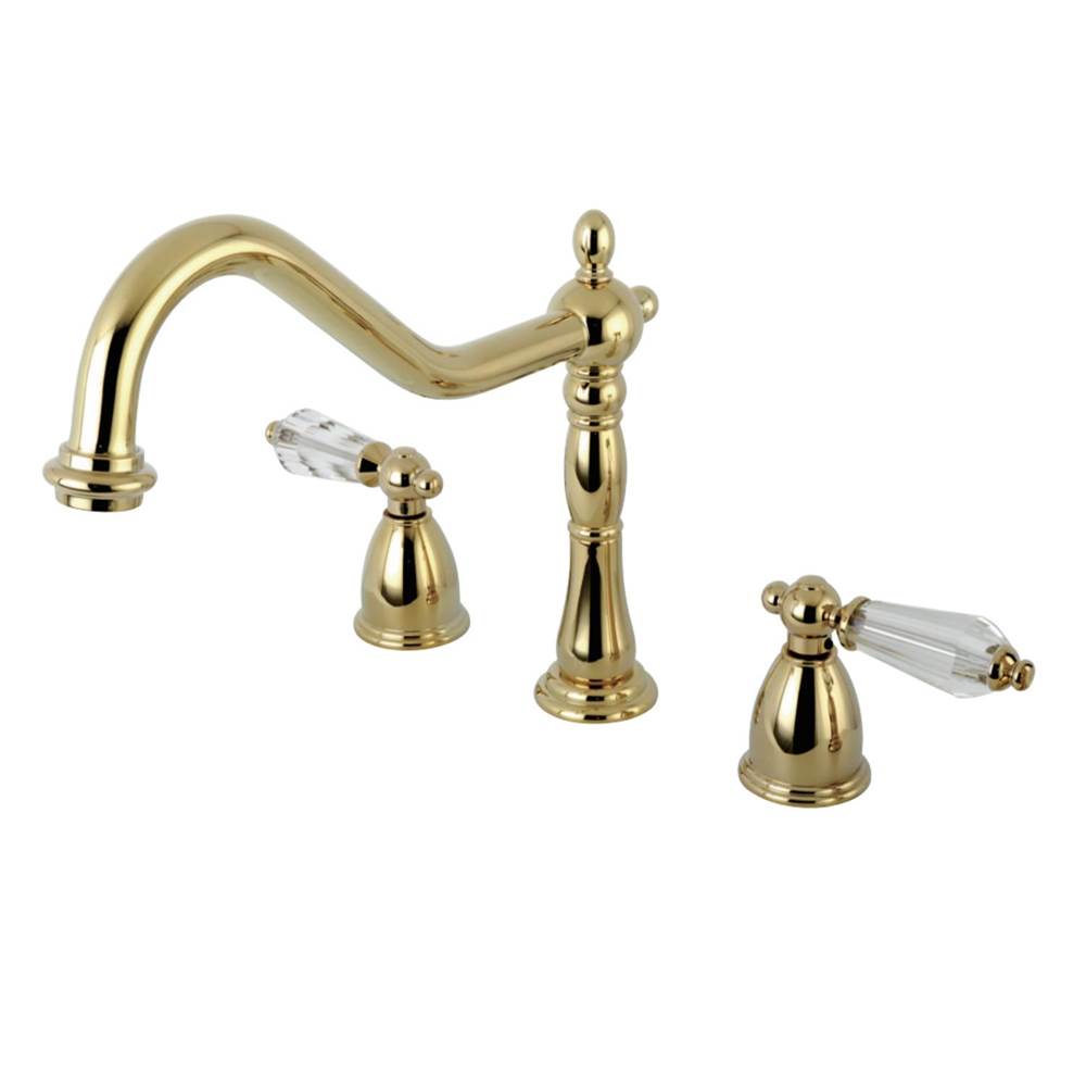 Kingston Brass Wilshire Widespread Kitchen Faucet, Polished Brass