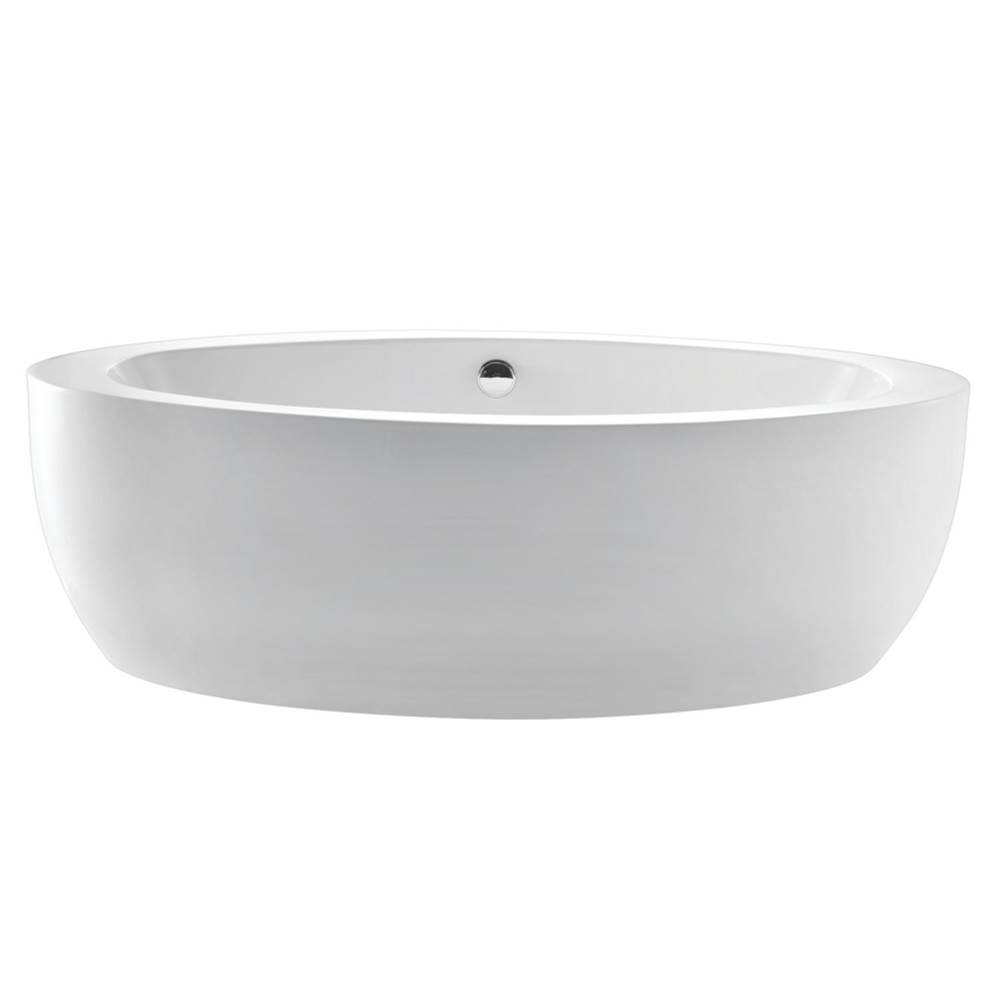 Kingston Brass Aqua Eden VTOV733623JN 72-Inch Oval Acrylic Freestanding Tub with Drain, Glossy White