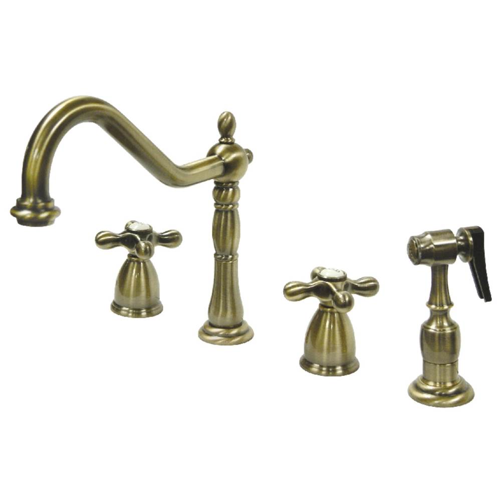 Kingston Brass Widespread Kitchen Faucet, Antique Brass