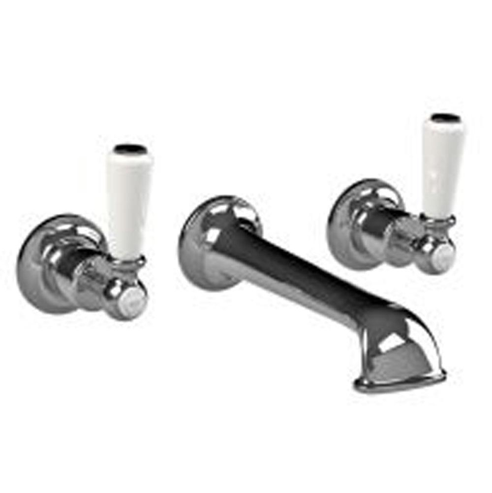 Lefroy Brooks Classic White Lever Wall Mounted Basin Mixer Trim To Suit R1-4028 Rough, Polished Chrome