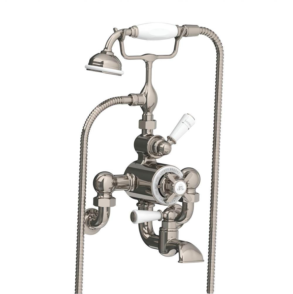 Lefroy Brooks Exposed Classic Wall Mounted Thermostatic Bath & Shower Mixer With Cradle & Handset, Silver Nickel