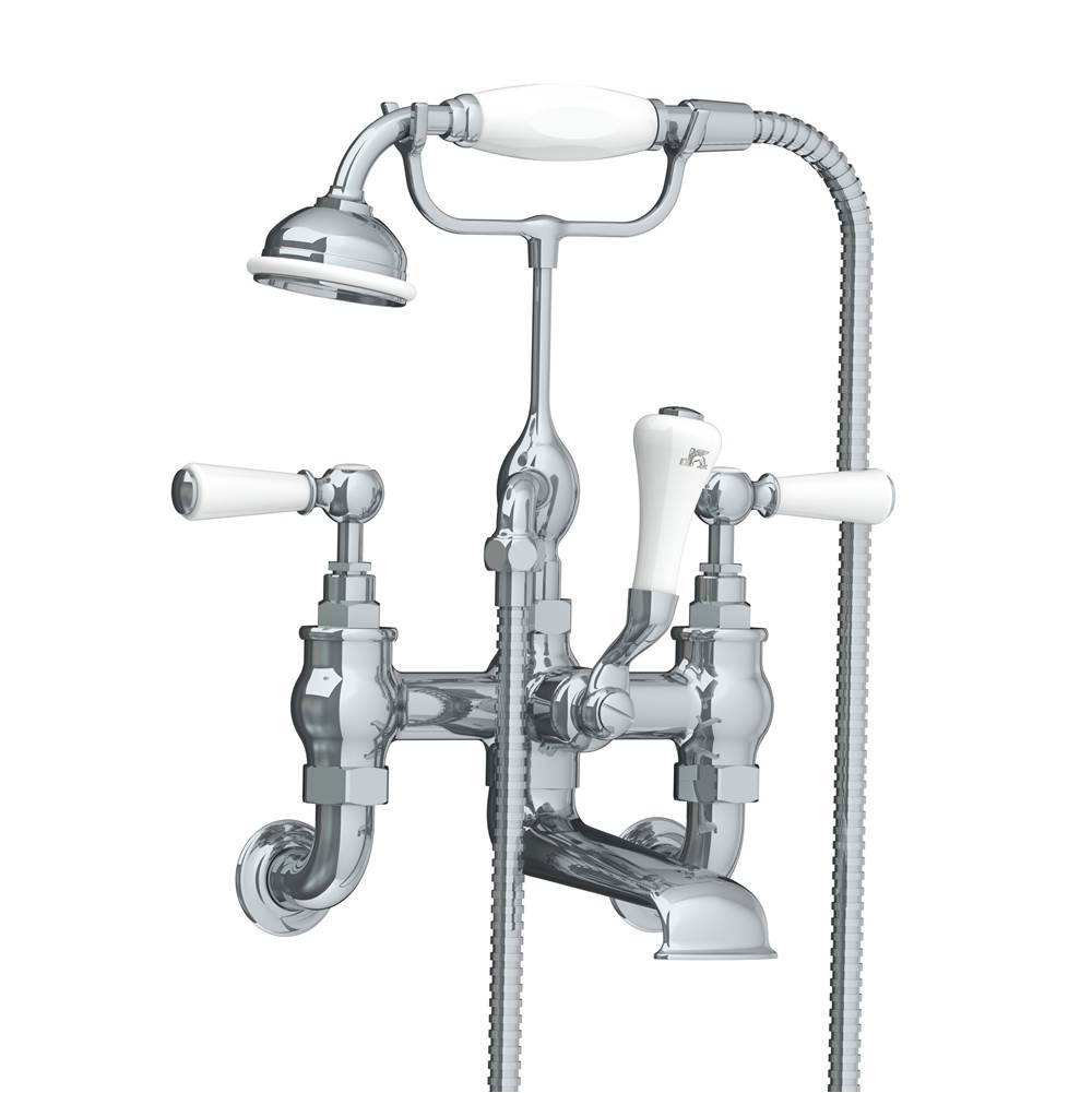 Lefroy Brooks Classic White Lever Wall Mounted Bath/Shower Mixer, Polished Chrome