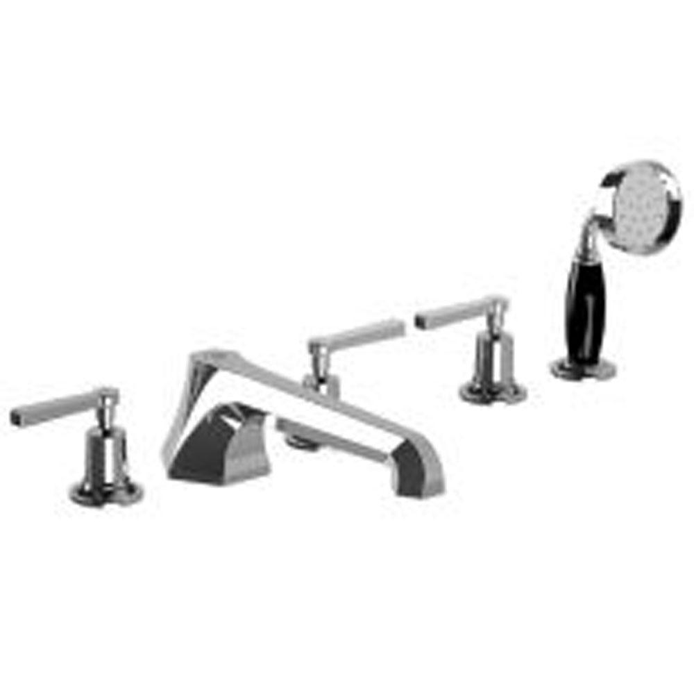 Lefroy Brooks Mackintosh Lever 5-Hole Bath Set With Deck Diverter & Pull-Out Hand Shower Trim To Suit R1-4007 Rough, Polished Chrome