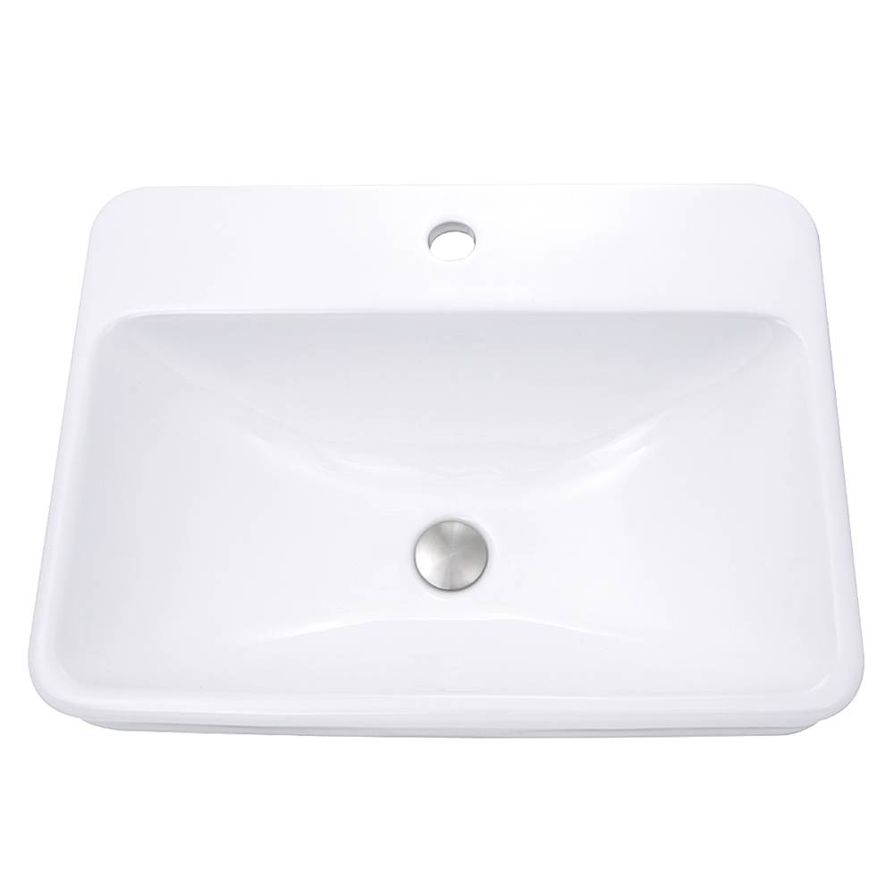 Nantucket Sinks 23 Inch 1-hole Rectangular Drop-In Ceramic Vanity Sink