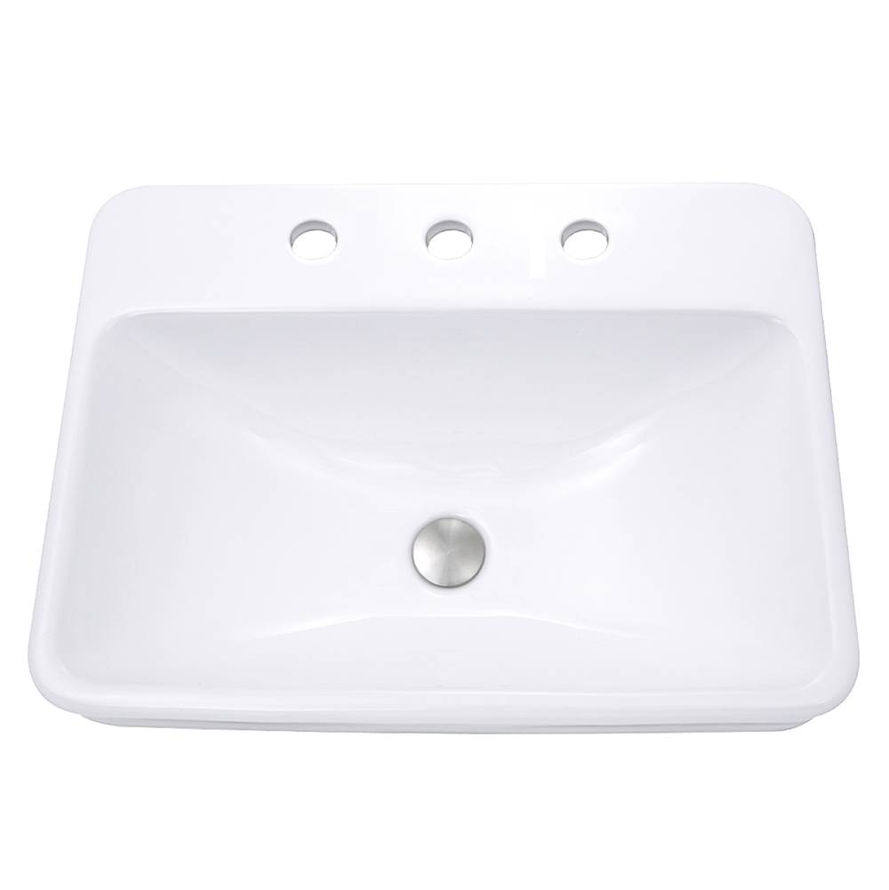 Nantucket Sinks 23 Inch 3-hole Rectangular Drop-In Ceramic Vanity Sink