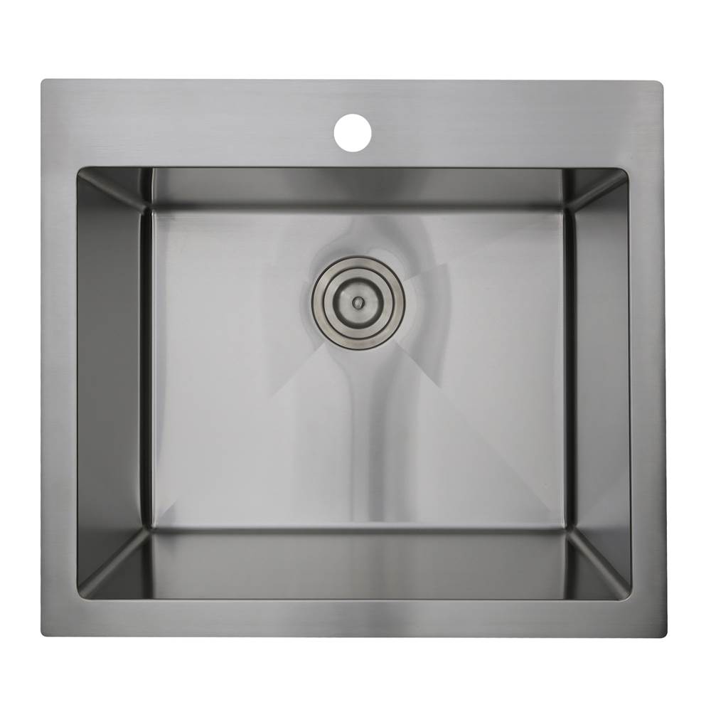 Nantucket Sinks 25'' Pro Series Rectangle Single Bowl Dualmount Small Radius Corners Stainless Steel Kitchen Sink